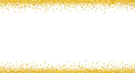 Golden glitter frame for festive design isolated PNG with Transparent Background