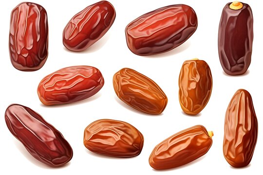 Collection of Semi-Dry Dates High-Resolution Images of Date Palm Fruits