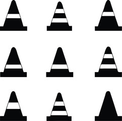 traffic cone icon set, barrier symbol, vector Illustration
