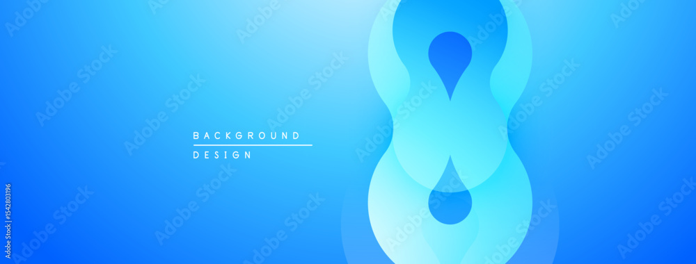 Poster bright blue gradient background. abstract shapes create flowing design. minimalist aesthetic, modern