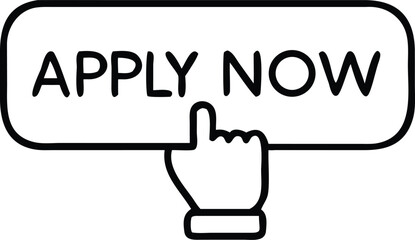 Apply now icon in line style. flat Finger cursor isolated on white isolated background. Click button for app and web design .vector illustration