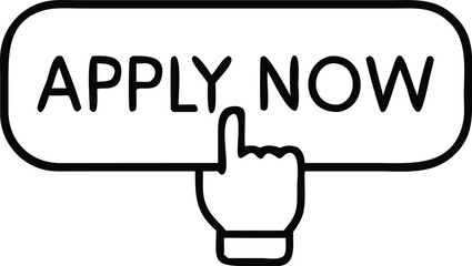 Apply now icon in line style. flat Finger cursor isolated on white isolated background. Click button for app and web design .vector illustration