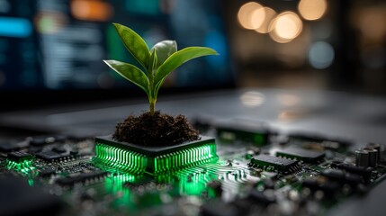 Technologie und Natur vereint: Pflänzchen wächst auf Mikrochip
