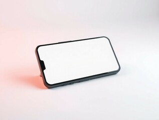 Modern black smartphone with blank screen, standing on white background, perfect for app preview or UI showcase.