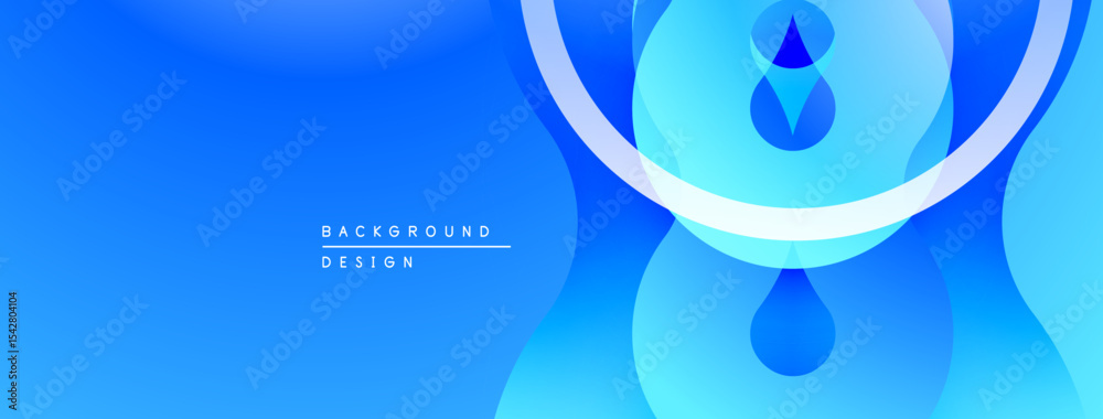 Poster abstract blue background. smooth shapes create flowing design. modern, clean aesthetic suitable for 
