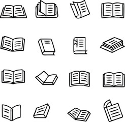 Book icon set in thin line style. book isolated on white background, learning business concept,