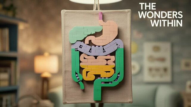 Human digestive system 3 d model pastel colors health science education