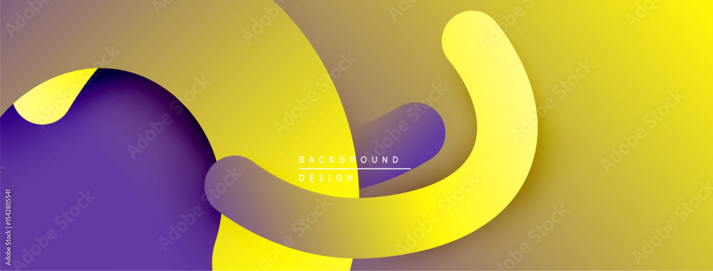 Aufkleber Abstract flowing shapes, vibrant yellow, purple hues. Modern design, smooth gradients create dynamic visual effect.