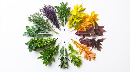 Color wheel comparison of seasonal foliage tones