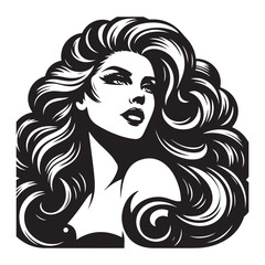 Vintage woman head 60s style, Young woman, Retro comics woman head illustration