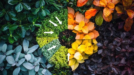 Color wheel comparison of seasonal foliage tones