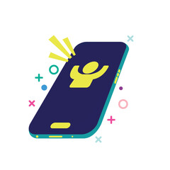 Vector illustration of a modern cartoon smartphone with an alert symbol showing an incoming call. Ideal for apps, UI/UX, social communication, and digital media designs