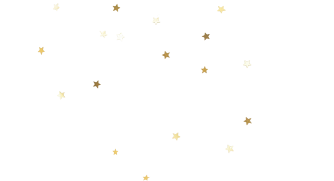 Gold star confetti floating for celebratory background isolated PNG with Transparent Background