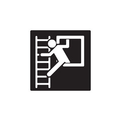 emergency window with escape ladder icon symbol sign vector