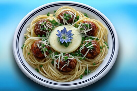 Spaghetti and meatballs, artistic plating