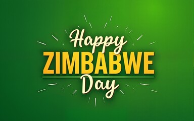 ZIMBABWE Independence Day vector design on a green background, Independence Day of Zimbabwe, Typographic Design of ZIMBABWE National Day. High quality