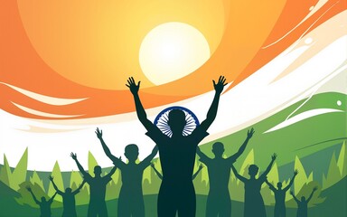 Greeting of Independence day of india and remembring freedom fighters and martyrs. High quality