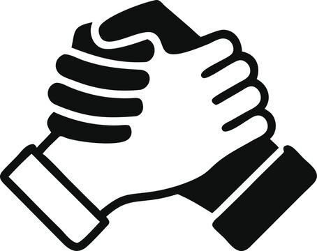 Soul brother handshake icon, thumb clasp handshake or homie handshake isolated on white background, friendship or deal business concept, vector icon for apps and websites