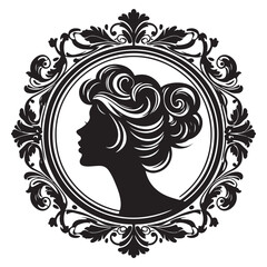 Vector silhouette set of cameo woman on white background, Vector Illustration.