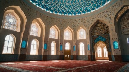 Obraz premium Interior of a mosque in Astana kazakhstan.