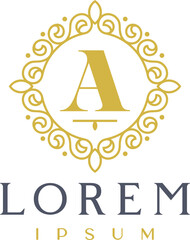 Luxury Circle Decorative Letter A Logo Template