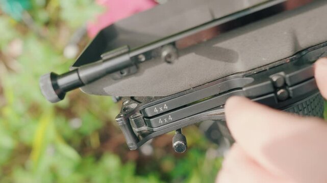 4x4 ND filter removed from matte box mounted to cinema lens, top angle closeup