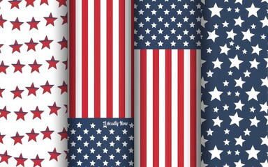 American stars and stripes seamless patterns. High quality