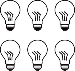 Light bulb vector illustration silhouettes isolated on white background. 