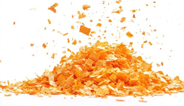 Orange flakes pile, explosion effect