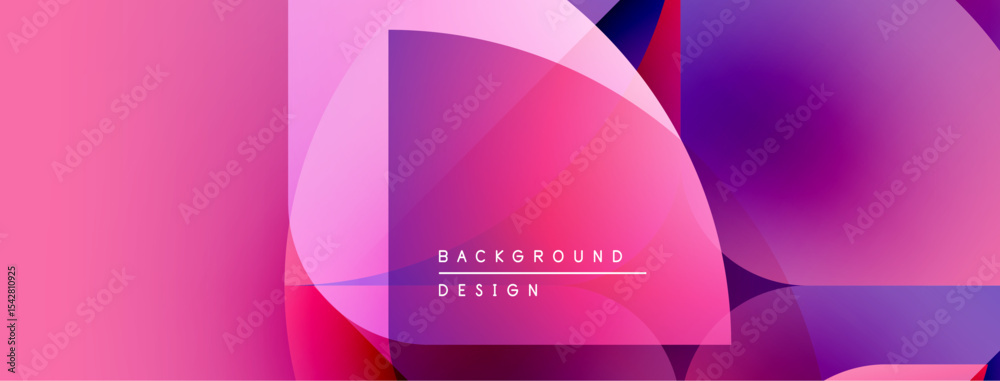 Poster Abstract pink purple gradient shapes overlap. Modern design elements create vibrant visual texture. Text reads background design.