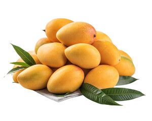 Mango fruit with leaves isolated 
