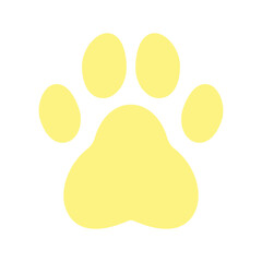 Simple and cute yellow paw print icon for pet-related designs, baby items, or animal-themed branding. © Kidzkamba
