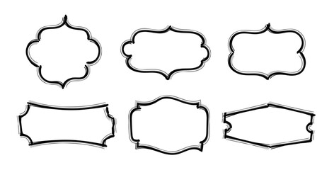 Fototapeta premium Hand-drawn Vintage Labels and Frames set, Vintage Banner, Ornamental badge and Borders, decorative elements vector illustration 