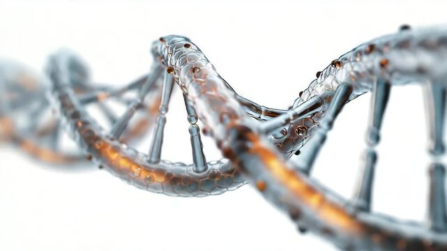 Doppelhelix der DNA freigestellt auf wei&szlig;em Hintergrund als wissenschaftliche Darstellung. K&uuml;nstliche Intelligenz KI