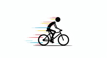 Obraz premium Fast Biking Simple Stick Figure Illustration of a Cyclist in Motion