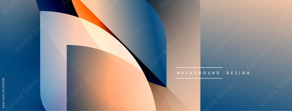 Poster Abstract geometric design. Gradient colors blend, creating dynamic visual effect. Modern style suitable for backgrounds, presentations.