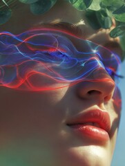 Fototapeta premium Woman with abstract face overlay