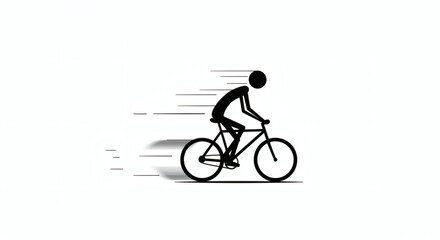 Naklejka premium Stick Figure Cyclist Speed and Motion Illustration