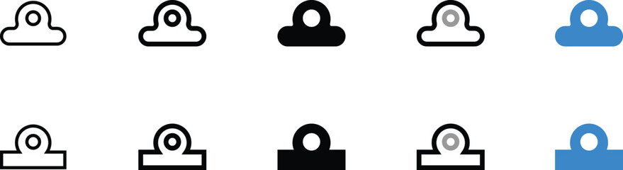 Vector Set of Simple Clipart Paperclip Icons in Various Colors