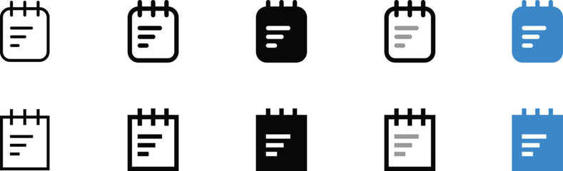 Set of Flat Note Pad Icons in Various Colors
