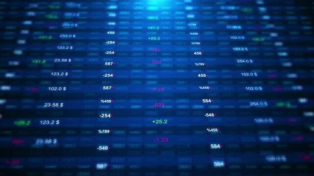 Trading and Stock Market Graph with Increasing Profit Loss. Financial Trading and Market Trends particles leaving visible trails. Glowing lines. transition, big data streaming flowing optical fiber