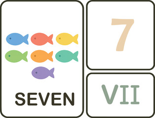 flashcard_number_7_colorful_fish_toys