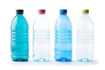 Naklejka premium Collection of Plastic Water Bottles Isolated on White Background
