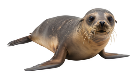 A close up of a seal isolated on white or transparent background. PNG