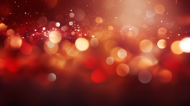 Abstract Red Bokeh Lights Background Festive Sparkling Texture