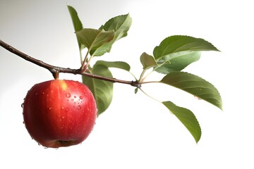 A realistic apple on a branch