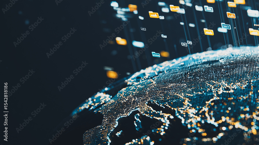 Wall mural digital data flow: a captivating visualization depicts a futuristic landscape of digital data stream