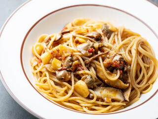 cockle Oil Pasta on a Plate