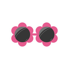Flower shaped sunglasses. Hippie fashion accessory, decorative glasses. Vector illustration