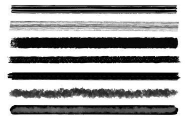 Japanese Ink Brush Stroke Line Set - Traditional Design Elements